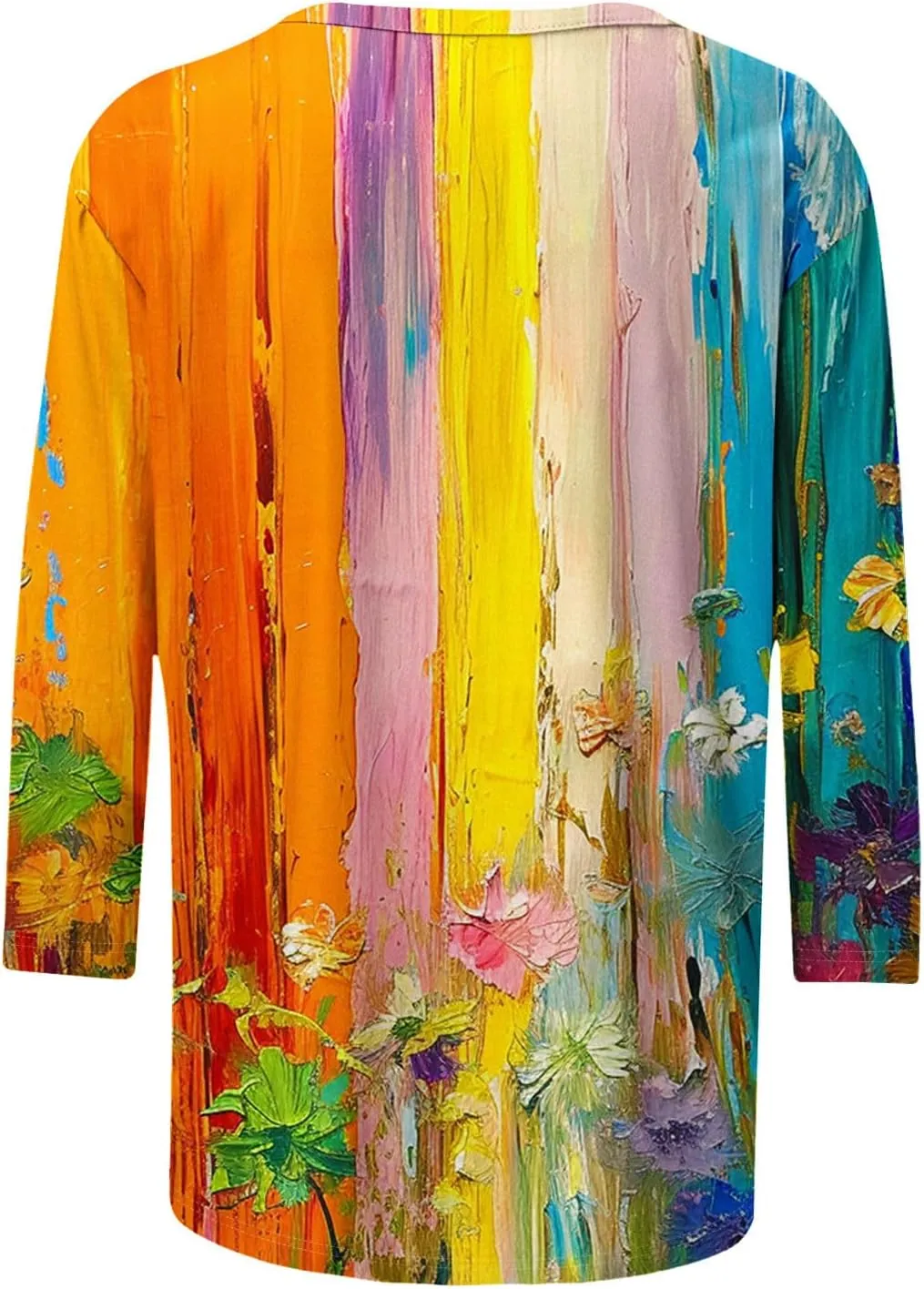 2024 Fashion Spring Tops 3/4 Sleeve Length Trendy Shirts Dressy Casual Work Blouse Ladies Tie Dye Summer Outfits