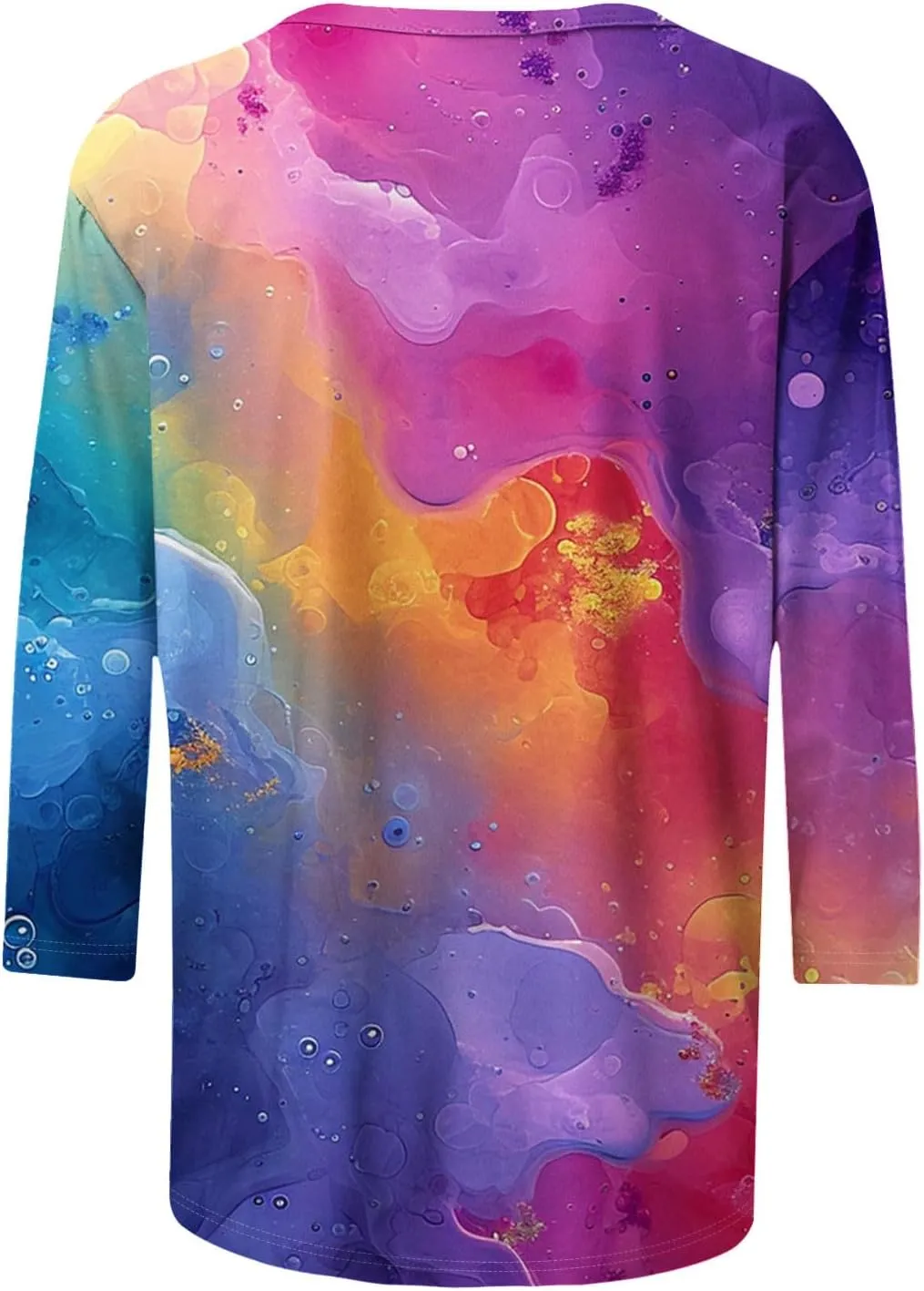 2024 Fashion Spring Tops 3/4 Sleeve Length Trendy Shirts Dressy Casual Work Blouse Ladies Tie Dye Summer Outfits