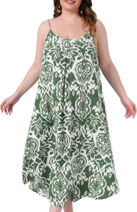 Agnes Orinda Plus Size Dresses Women's Bohemian Spaghetti Straps 2024 Summer Long Maxi Beach Dresses