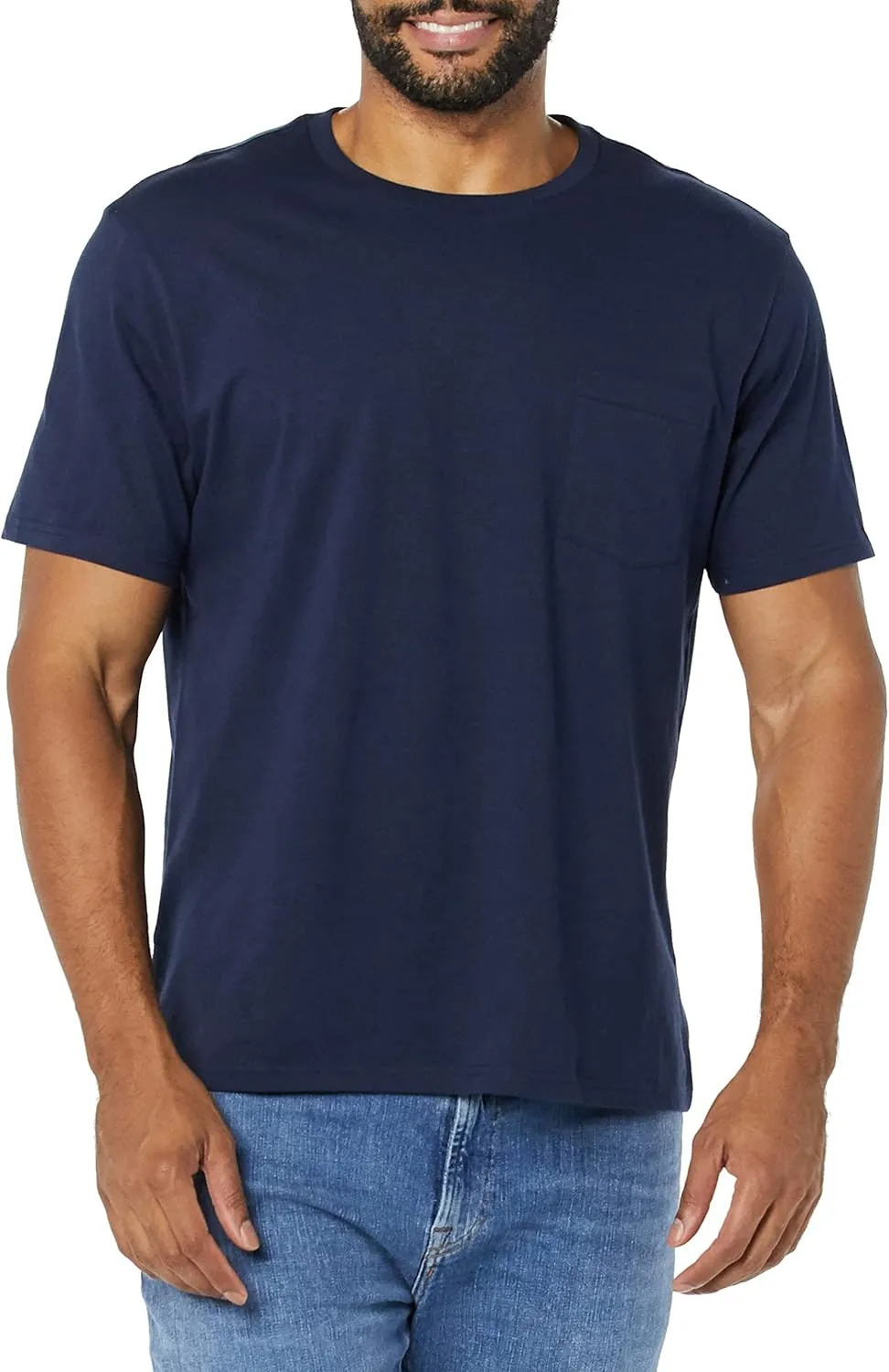 Amazon Essentials Men's T-Shirts, Short-Sleeve Crewneck Pocket, Cotton, 2-Pack