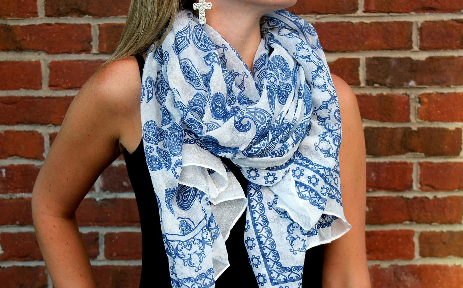 Blue Paisley Scarf