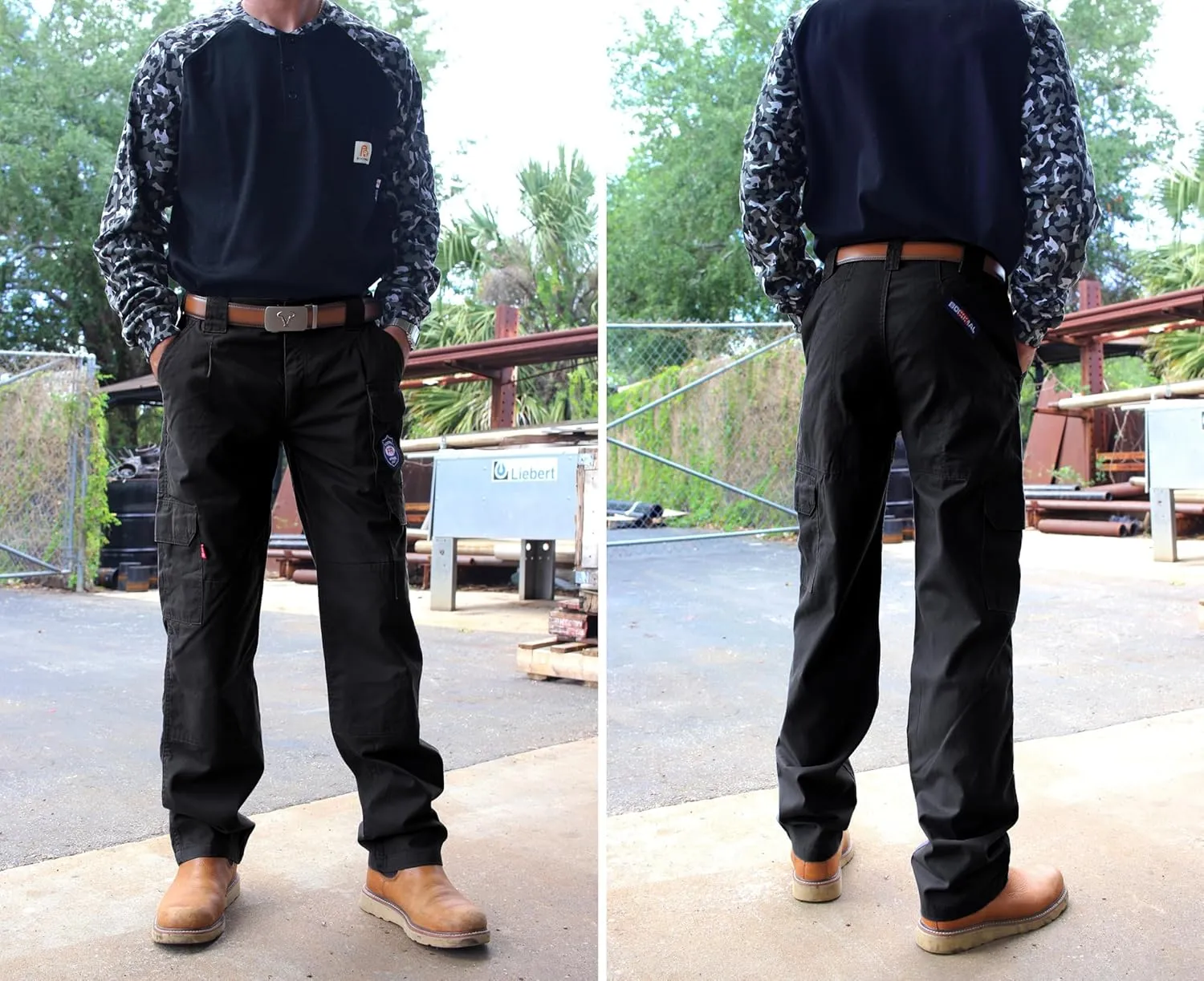 BOCOMAL Men's FR Cargo Pants Flame Resistant Pants Midweight 7.5oz (7 Pockets) Multi-Pockets FR Pants