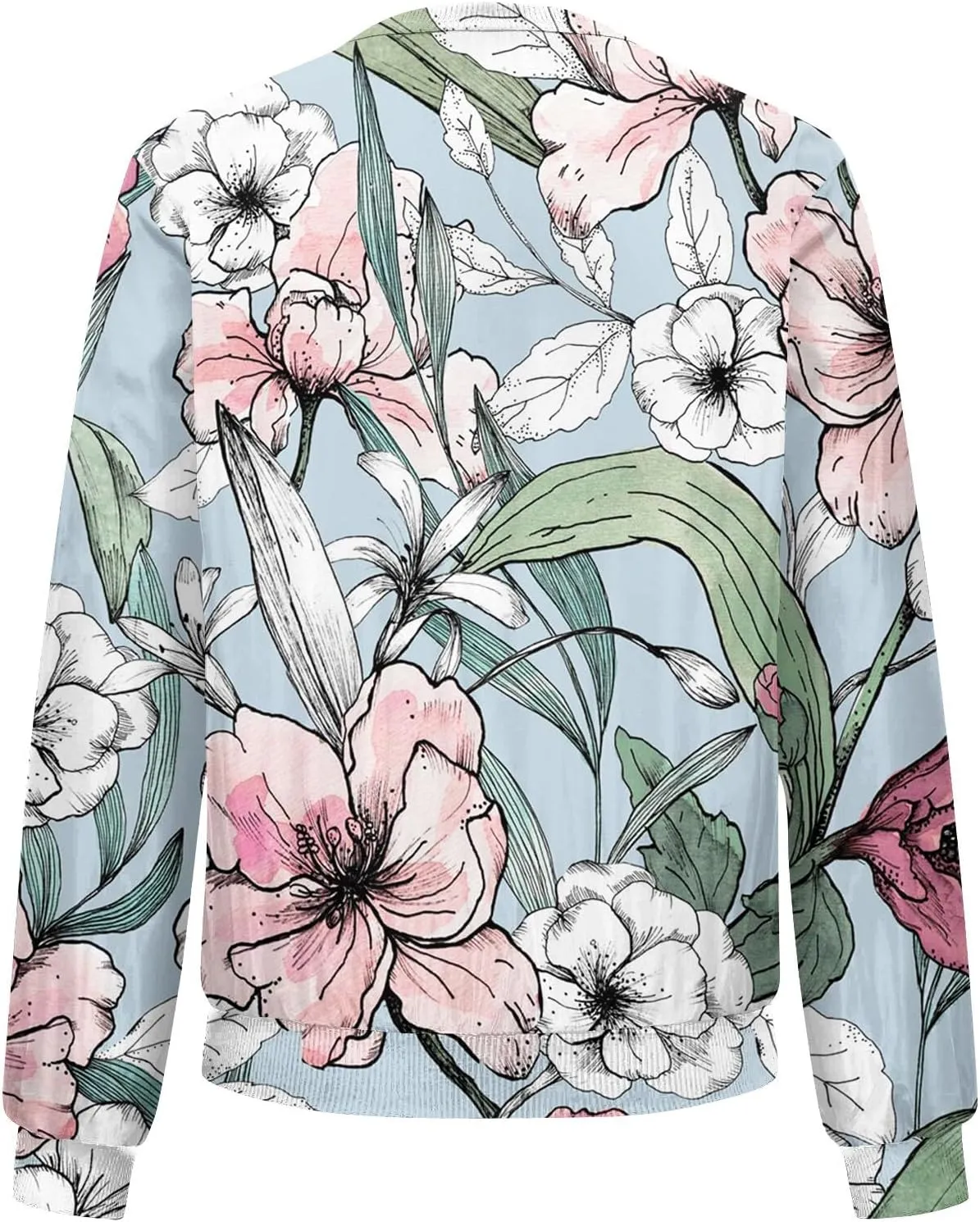 Bomber Jacket Women 2024 Causal Print Zip Up Coats Long Sleeve Stand Collar Fall Lightweight Outerwear With Pockets