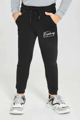 Boys Black Pique Active Pants