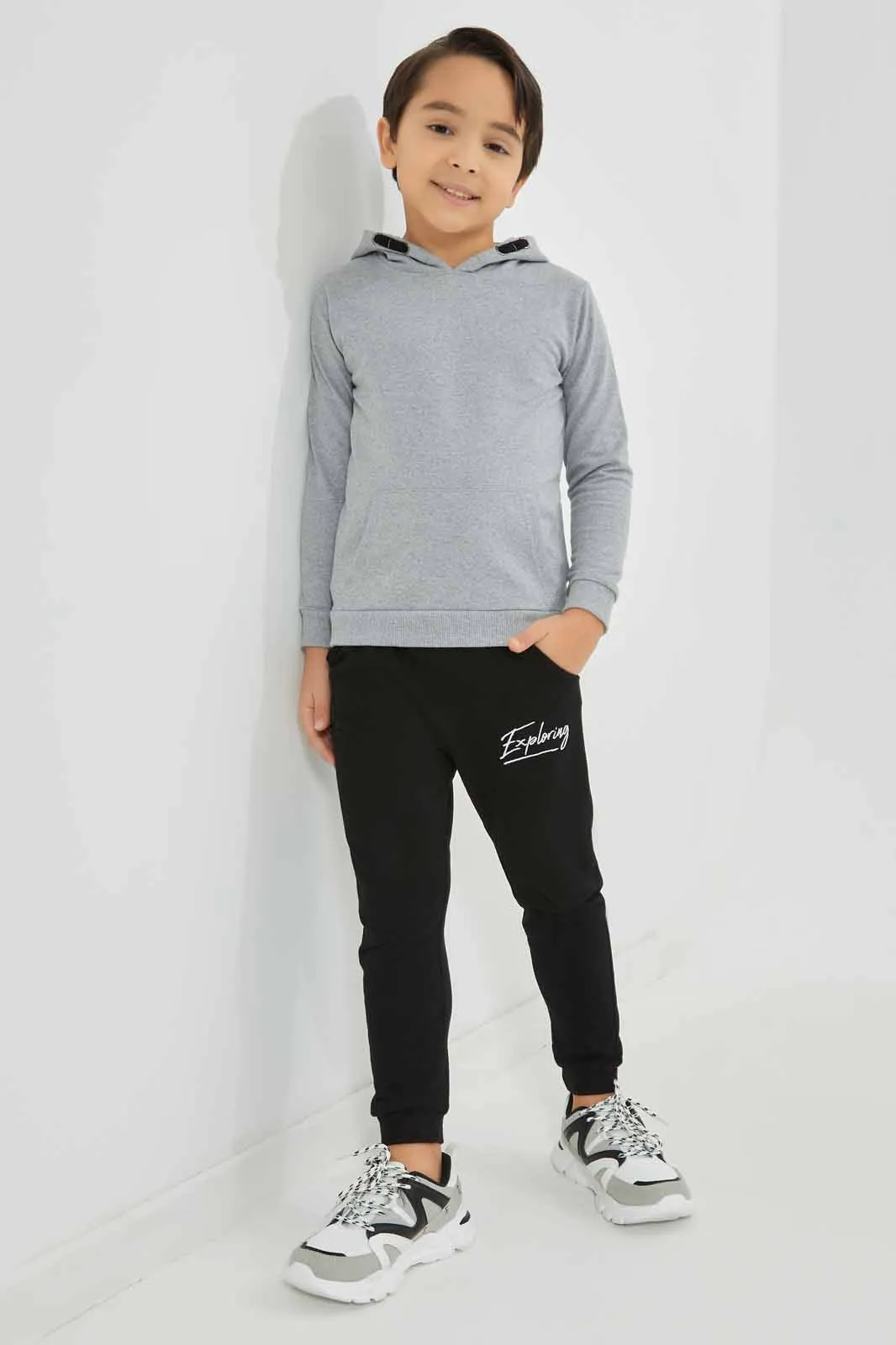 Boys Black Pique Active Pants