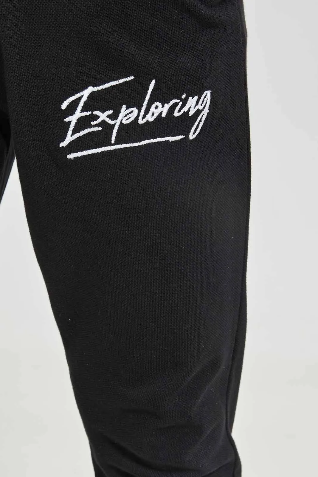 Boys Black Pique Active Pants