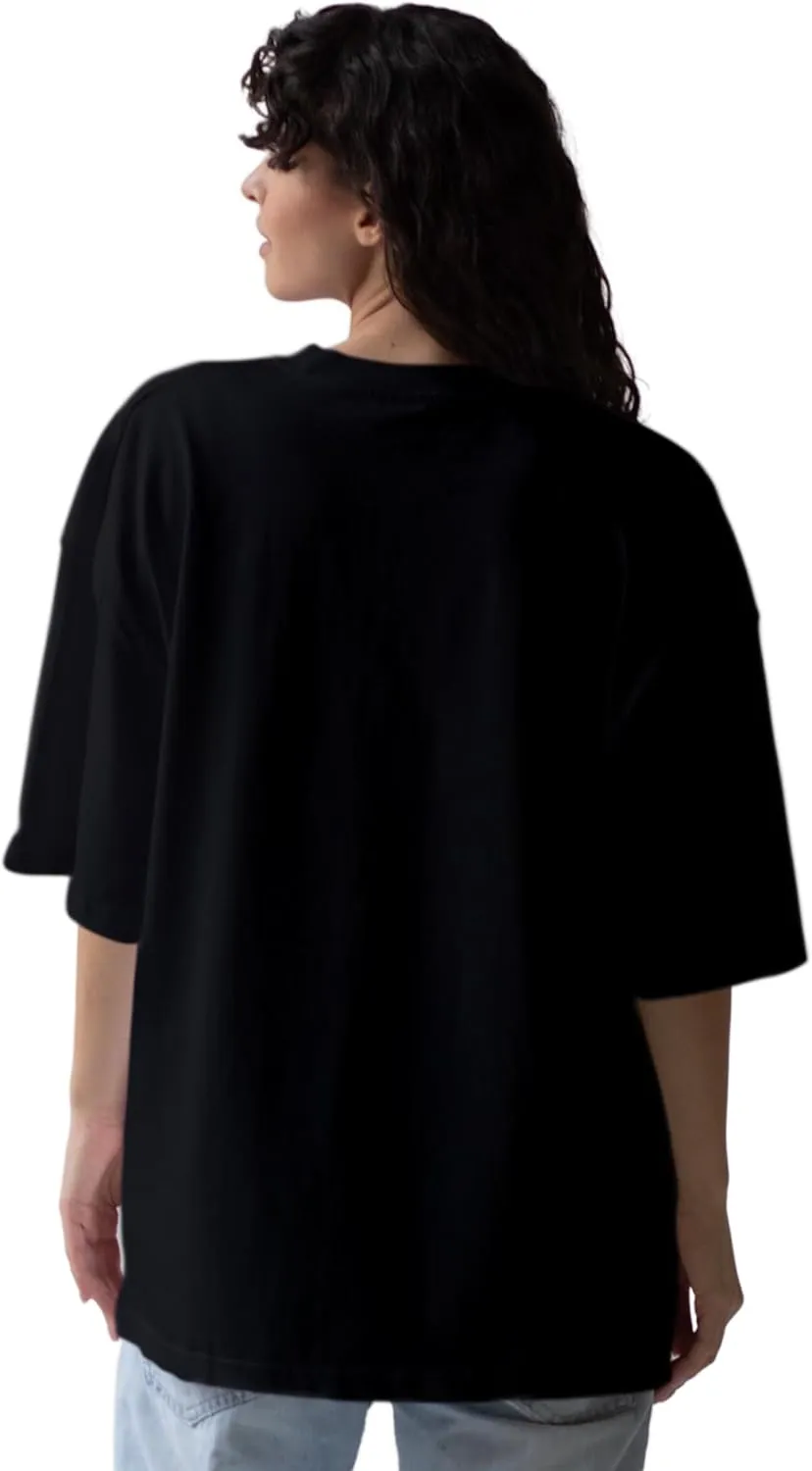 Cat Lover Anime Oversized T-Shirts for Women, 100% Cotton T-Shirts, Perfect for Casual Wear & Gifting | WB.6.56
