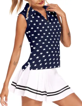 HOTLOOX Women Sleeveless Golf Polo Shirts Summer 2025 UPF 50  Zipper V Neck Tennis Tank Top S-XXL