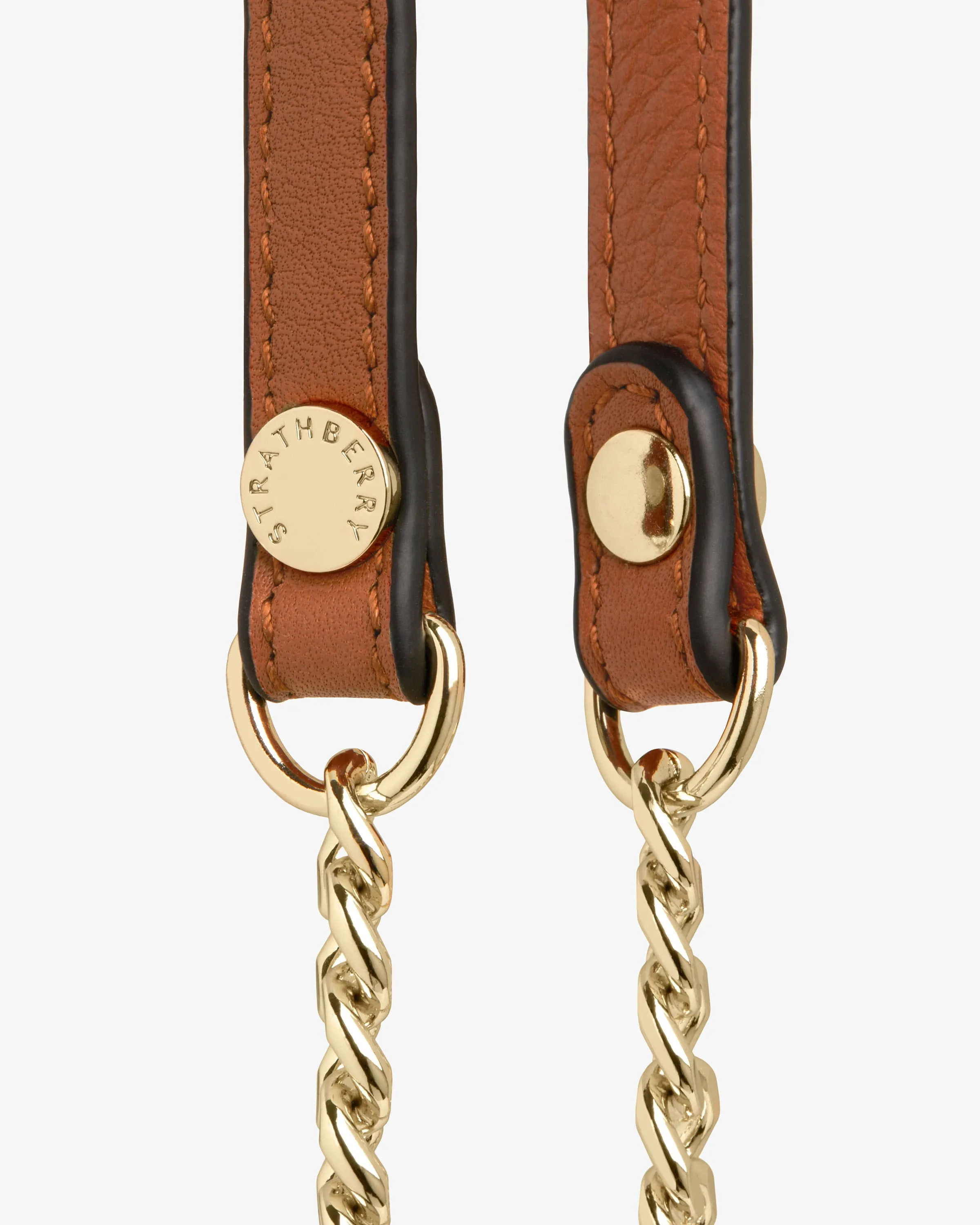 Leather and Chain Strap - Chestnut