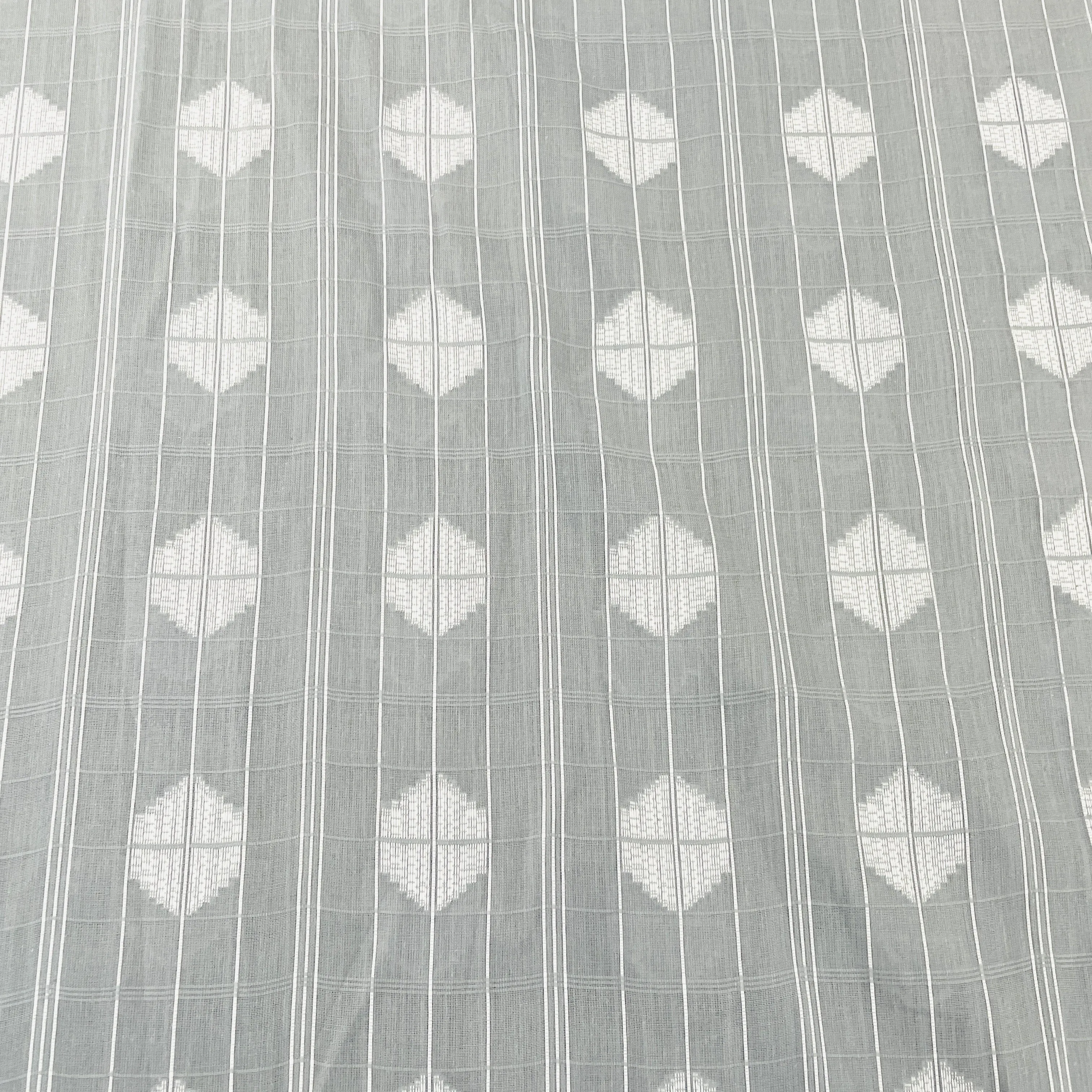 Light Grey White Handblock Print Cotton