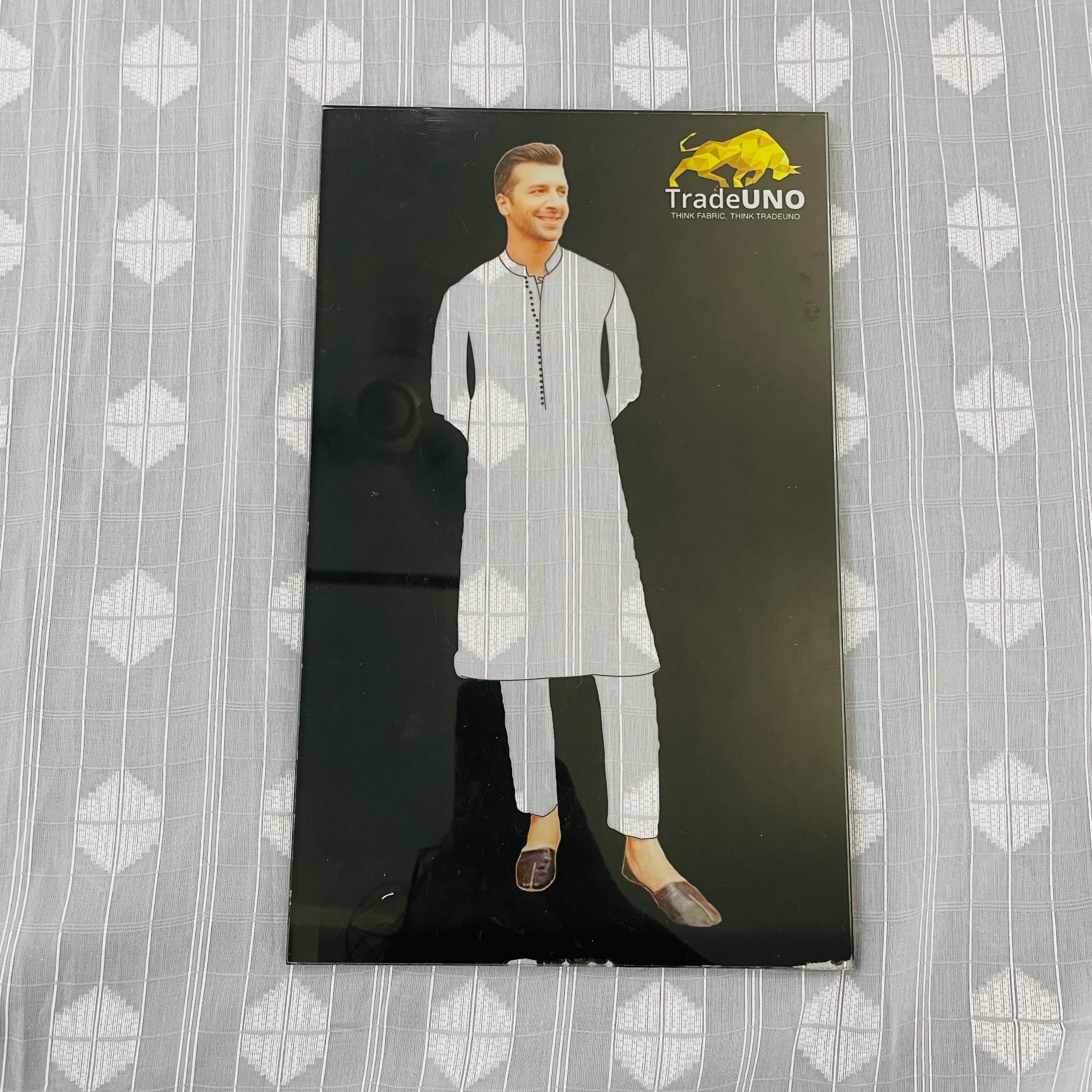 Light Grey White Handblock Print Cotton