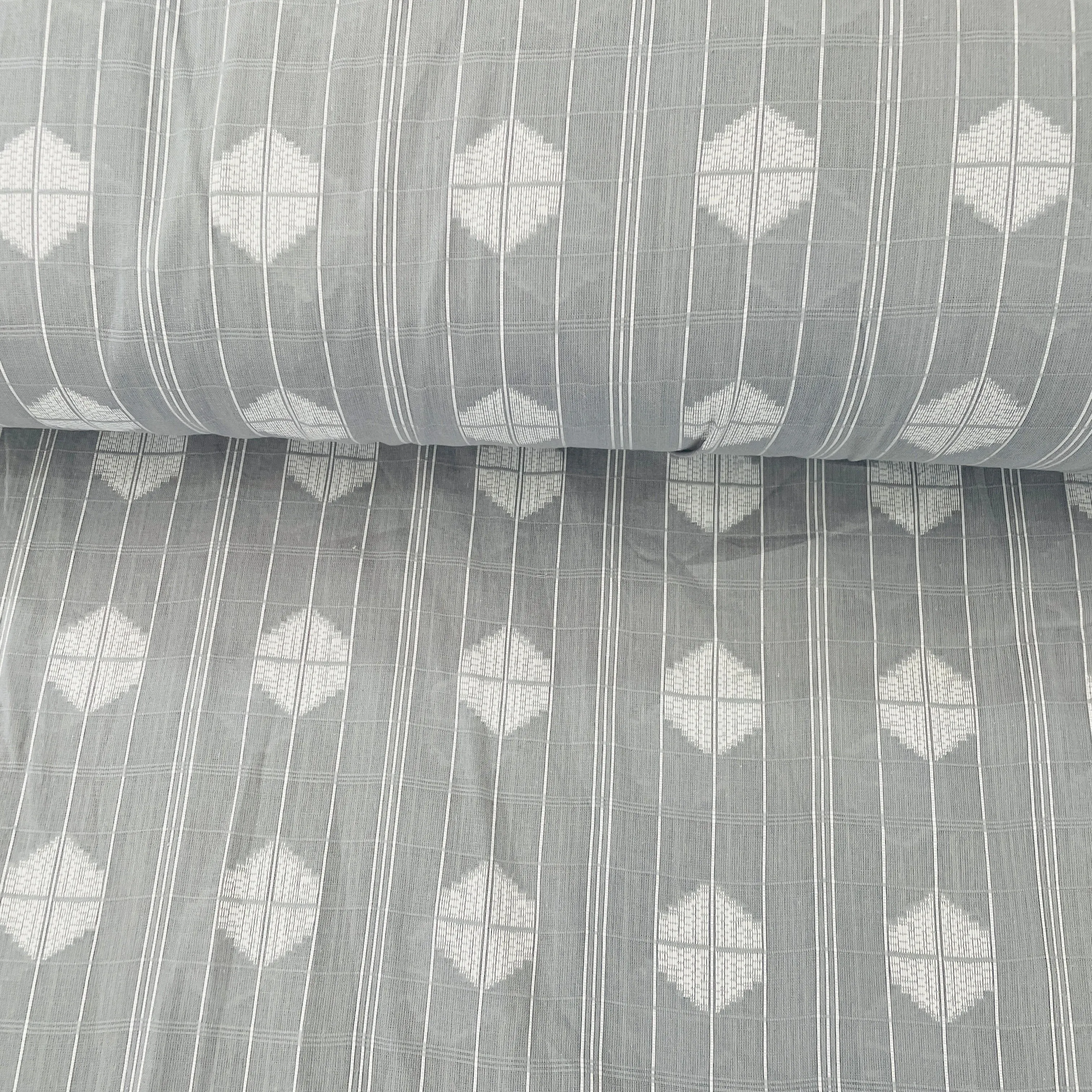 Light Grey White Handblock Print Cotton