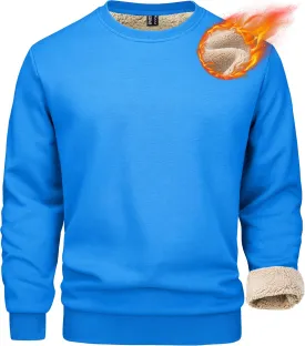 MAGCOMSEN Men's Sherpa Lined Sweatshirts Fleece Pullover Basic Tops Warm Crewneck Winter Sweatshirt