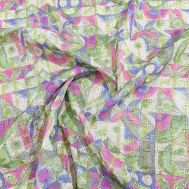 Multicolor With Lurex Cotton Linen Schiflli Fabric 3