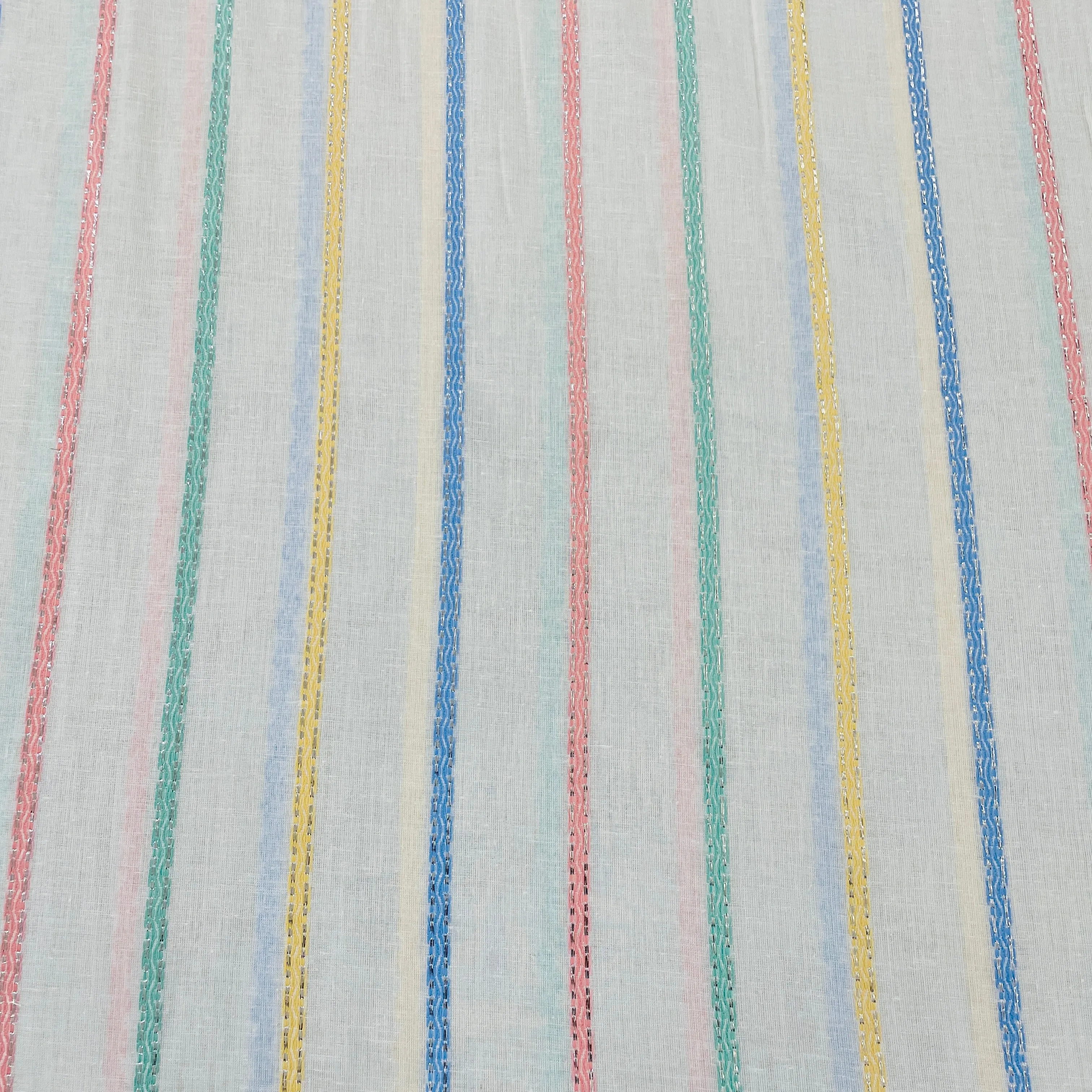 Off White Multicolor Stripe With Lurex Cotton