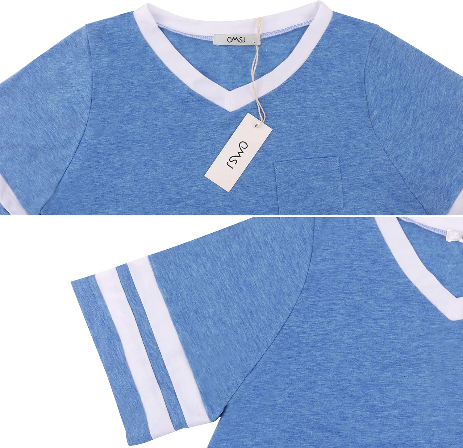 OMSJ Womens Summer Tops Casual Short/Long Sleeve T-Shirts