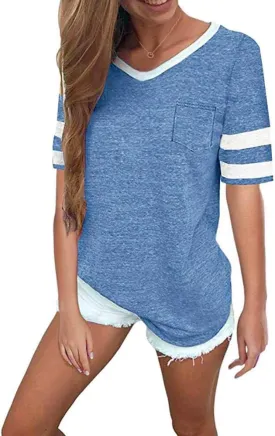 OMSJ Womens Summer Tops Casual Short/Long Sleeve T-Shirts