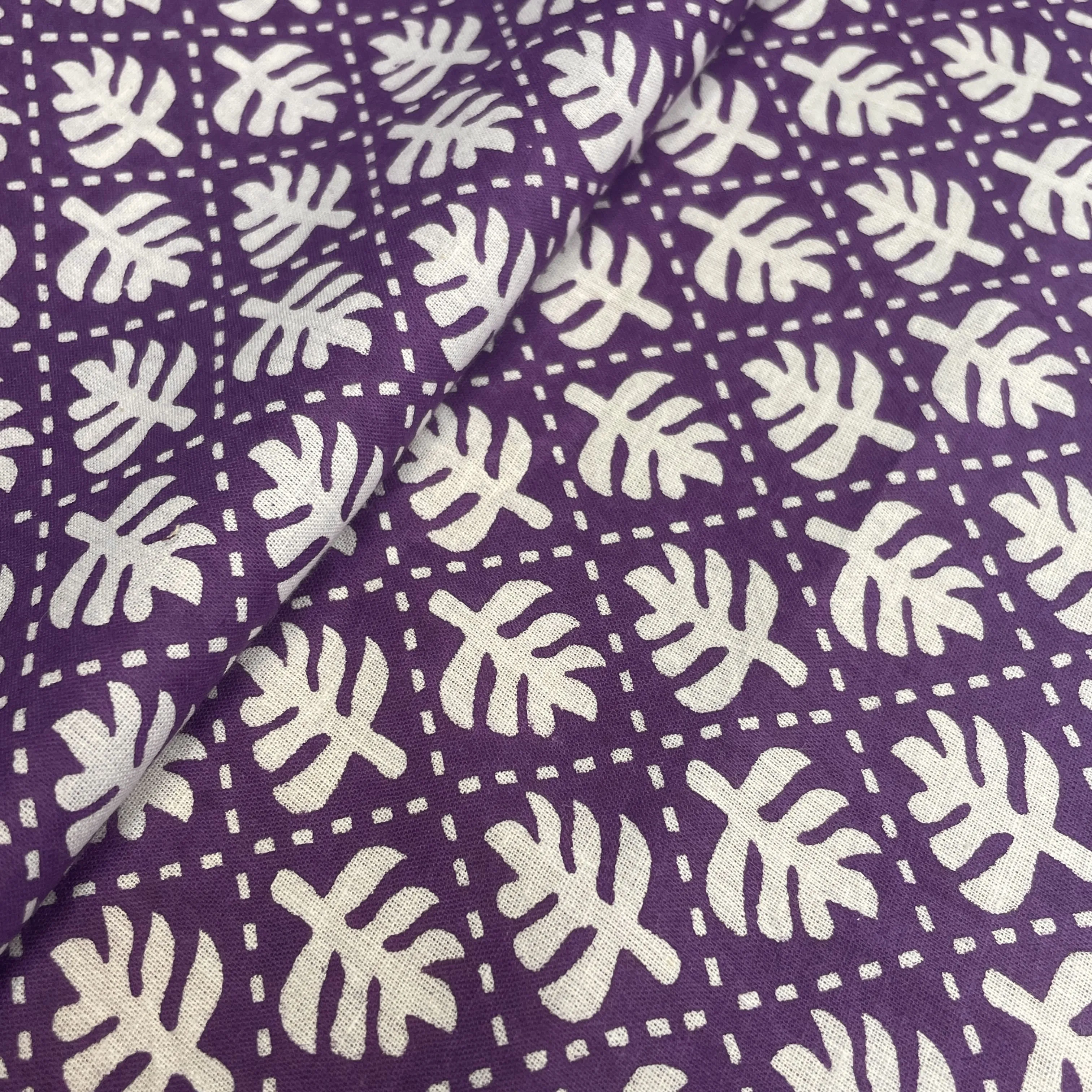 Purple Dabu Print Cotton Fabric