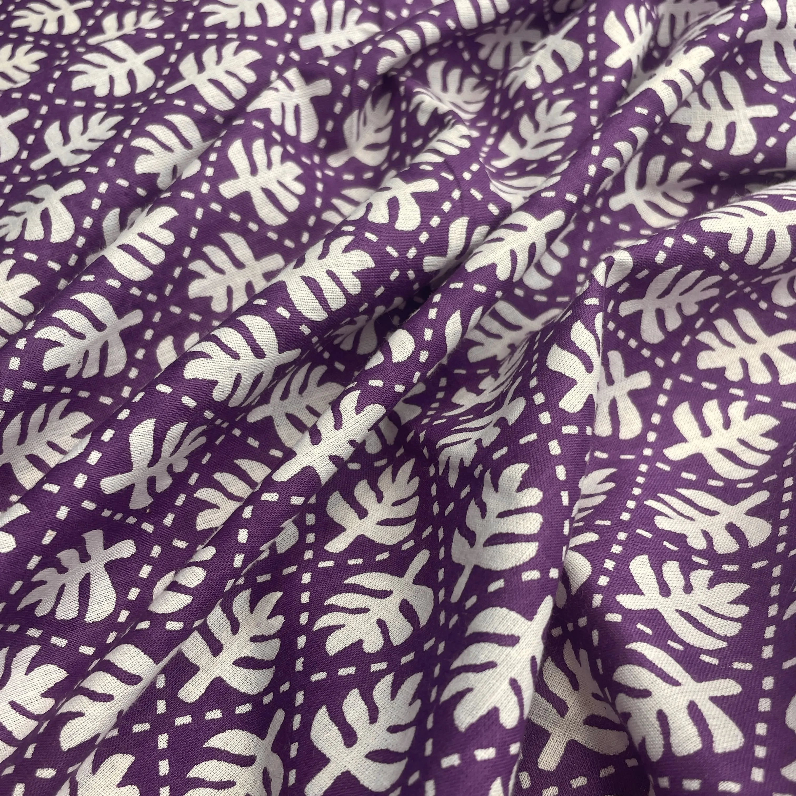 Purple Dabu Print Cotton Fabric