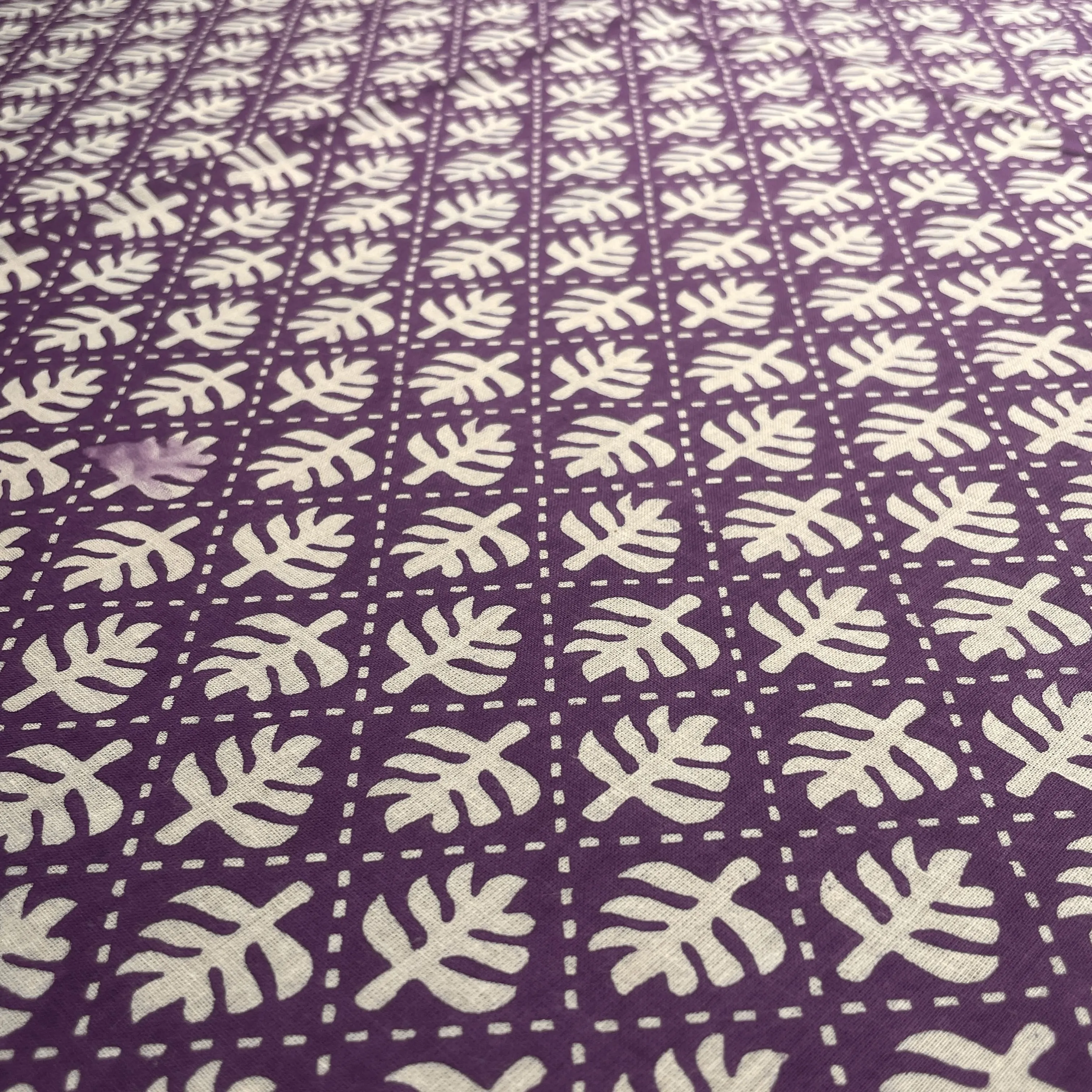 Purple Dabu Print Cotton Fabric