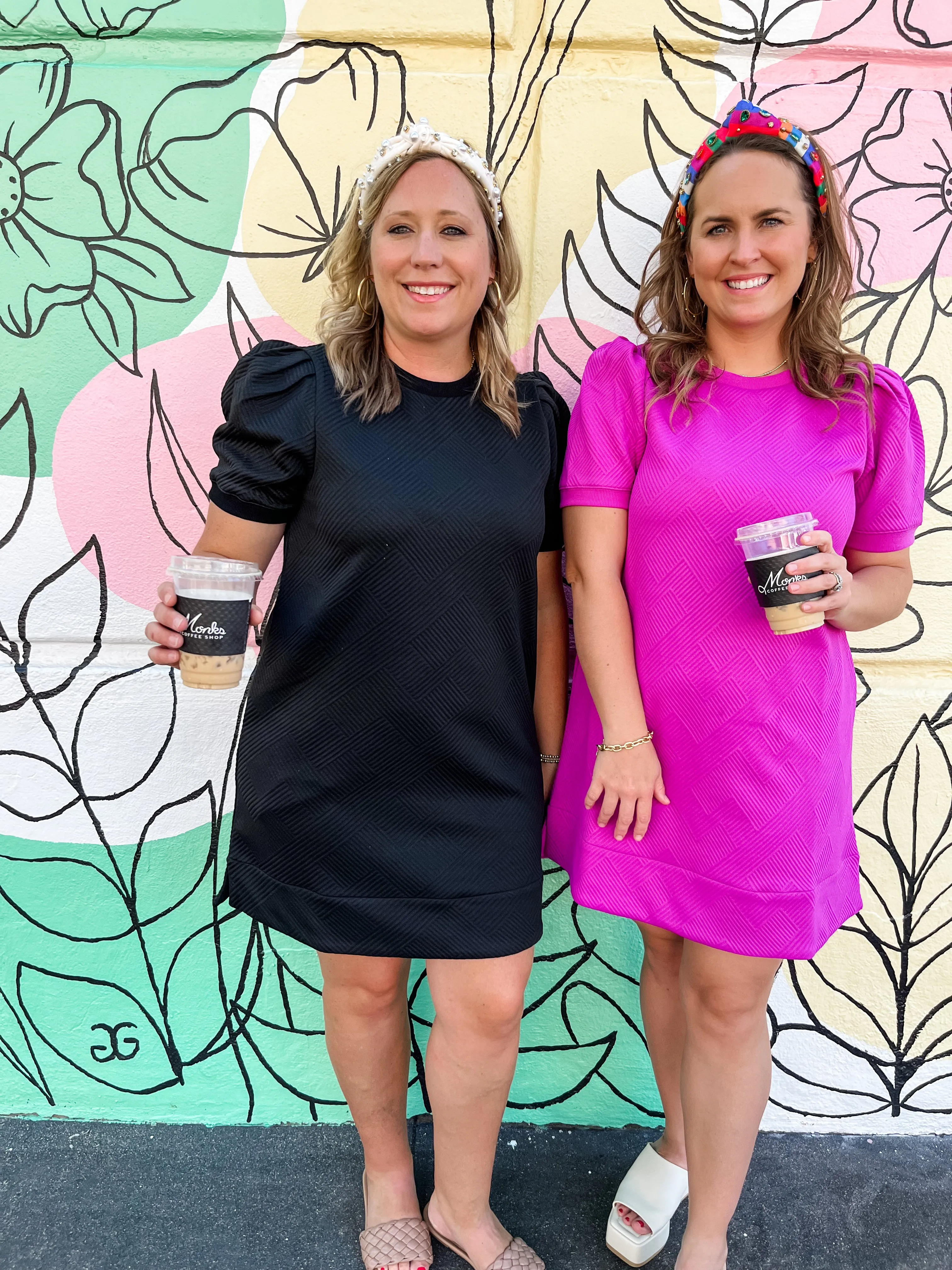 Solid Textured Dress with Pockets- Magenta