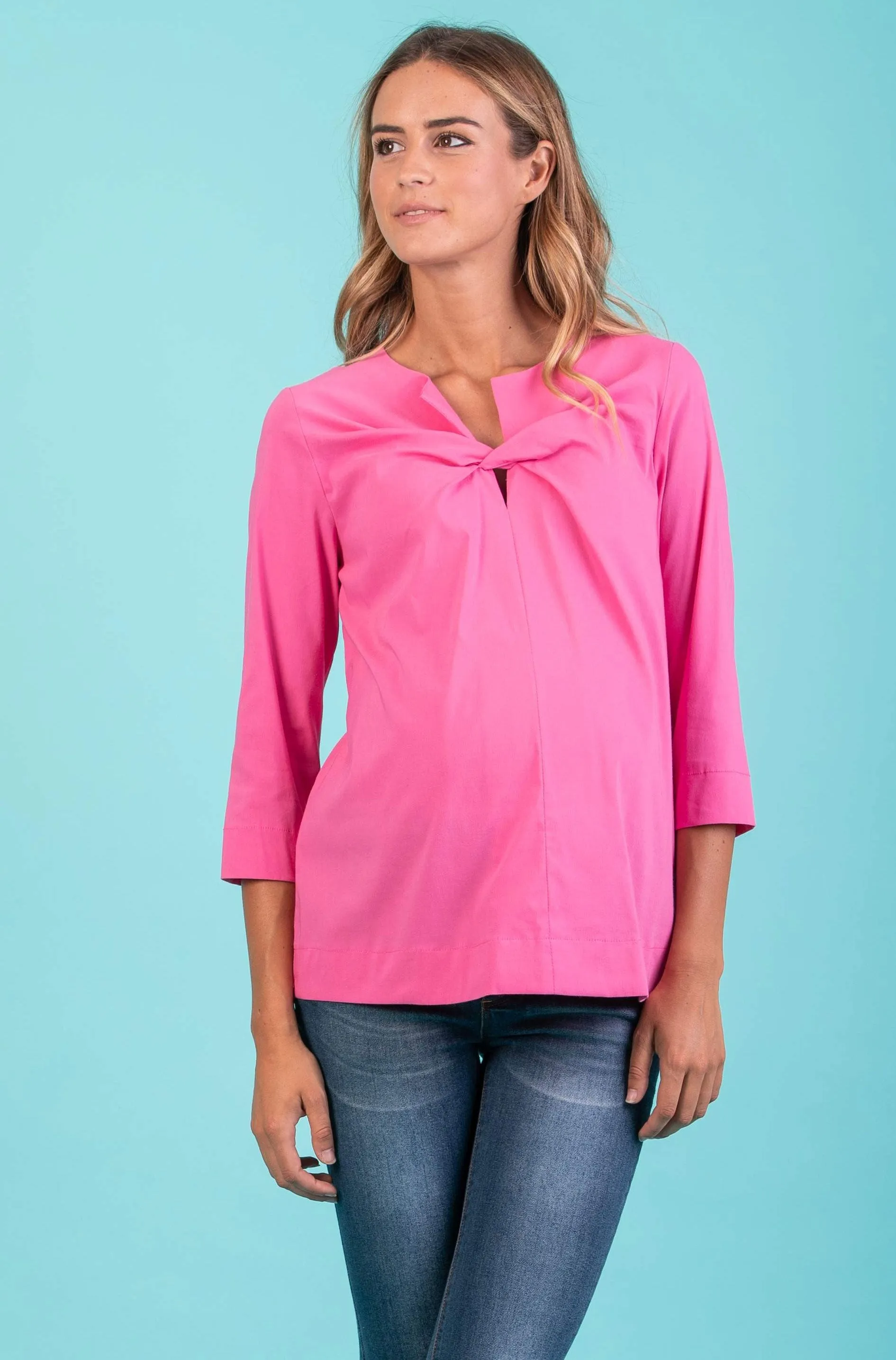 Thea Maternity Poplin Shirt in Pink