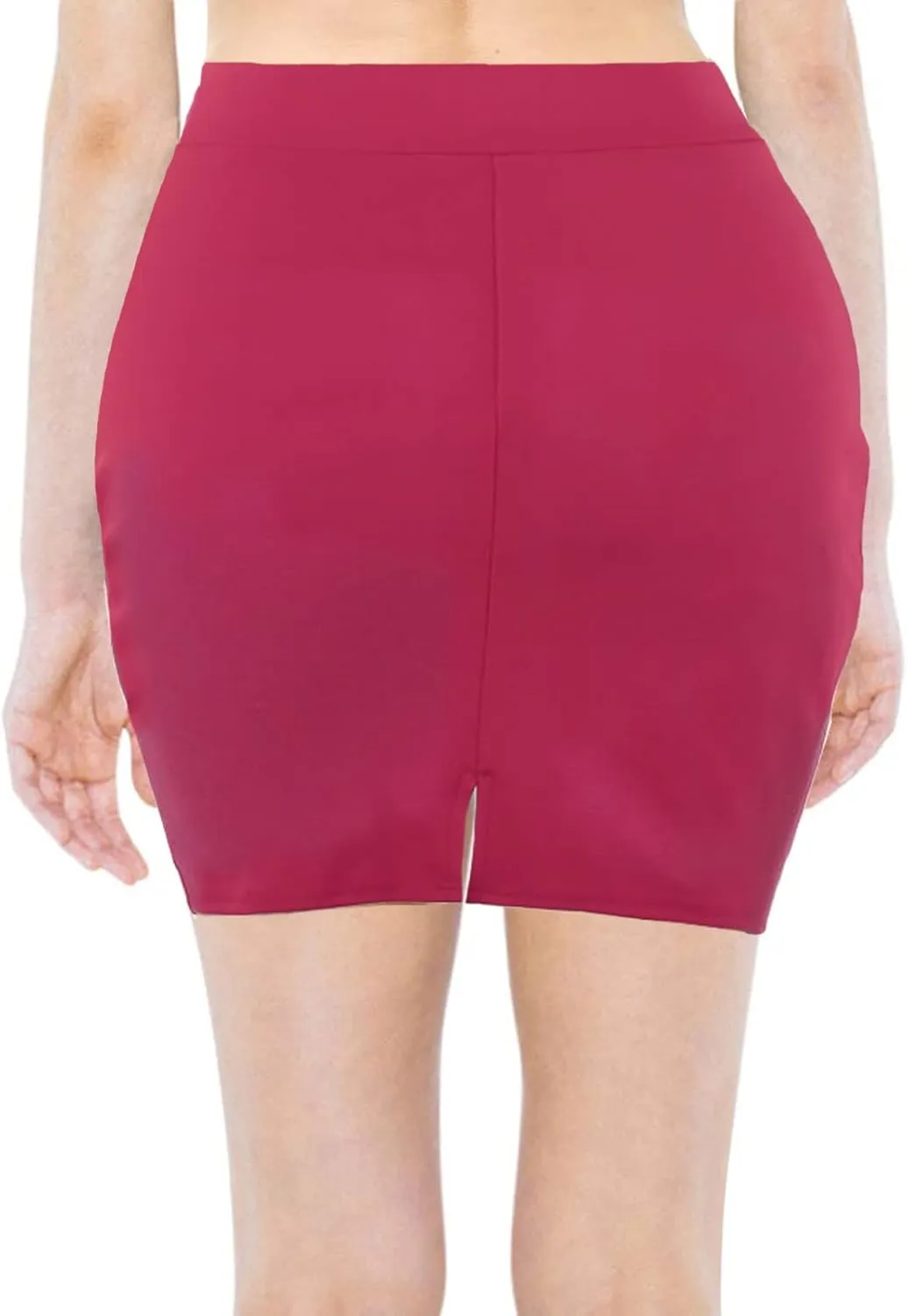 Topdress Women's Bodycon Mini Club Skirts Basic Elastic High Waisted Stretch Pencil Short Skirts with Slit