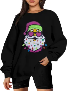 UNIQUEONE Ugly Christmas Sweatshirts Women Christmas Sweater Xmas Tree Sequin Top Winter Crewneck Family Holiday Outfits