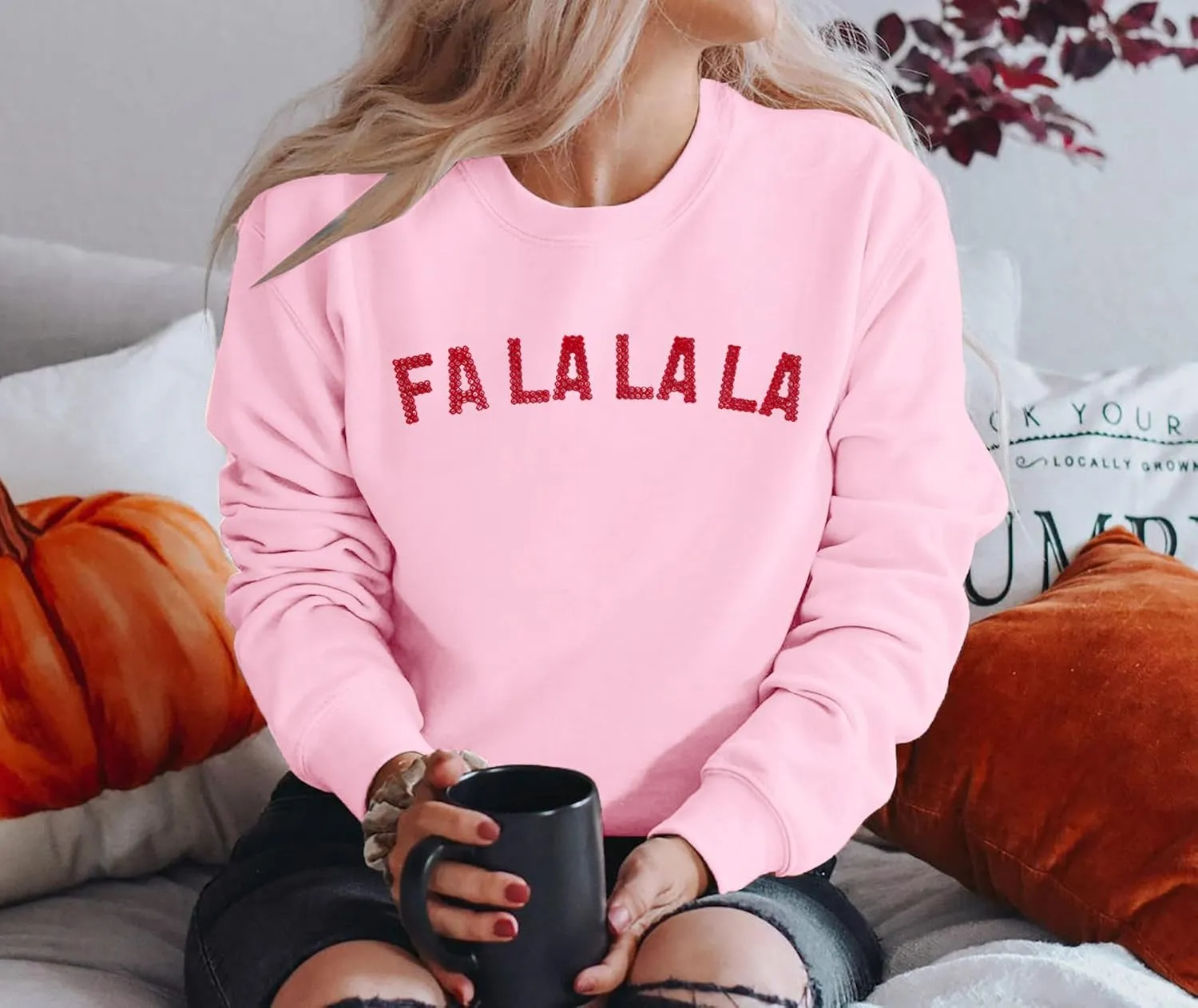 UNIQUEONE Ugly Christmas Sweatshirts Women Christmas Sweater Xmas Tree Sequin Top Winter Crewneck Family Holiday Outfits
