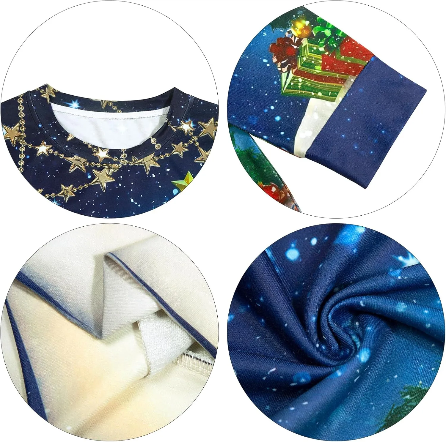 UNIQUEONE Ugly Christmas Sweatshirts Women Christmas Sweater Xmas Tree Sequin Top Winter Crewneck Family Holiday Outfits