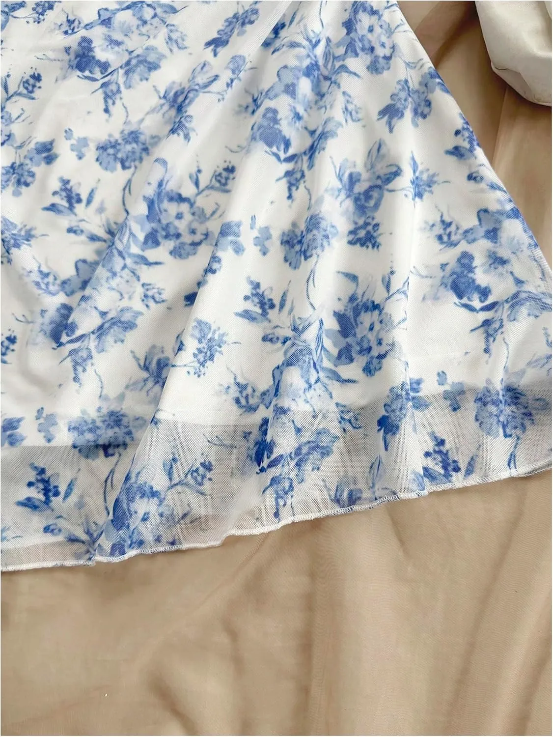 WDIRARA Women's Floral Print Ruched Cami Dress Spaghetti Strap Ruffle Hem A Line Dress