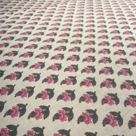 White Pink Flower Print Cotton Fabric