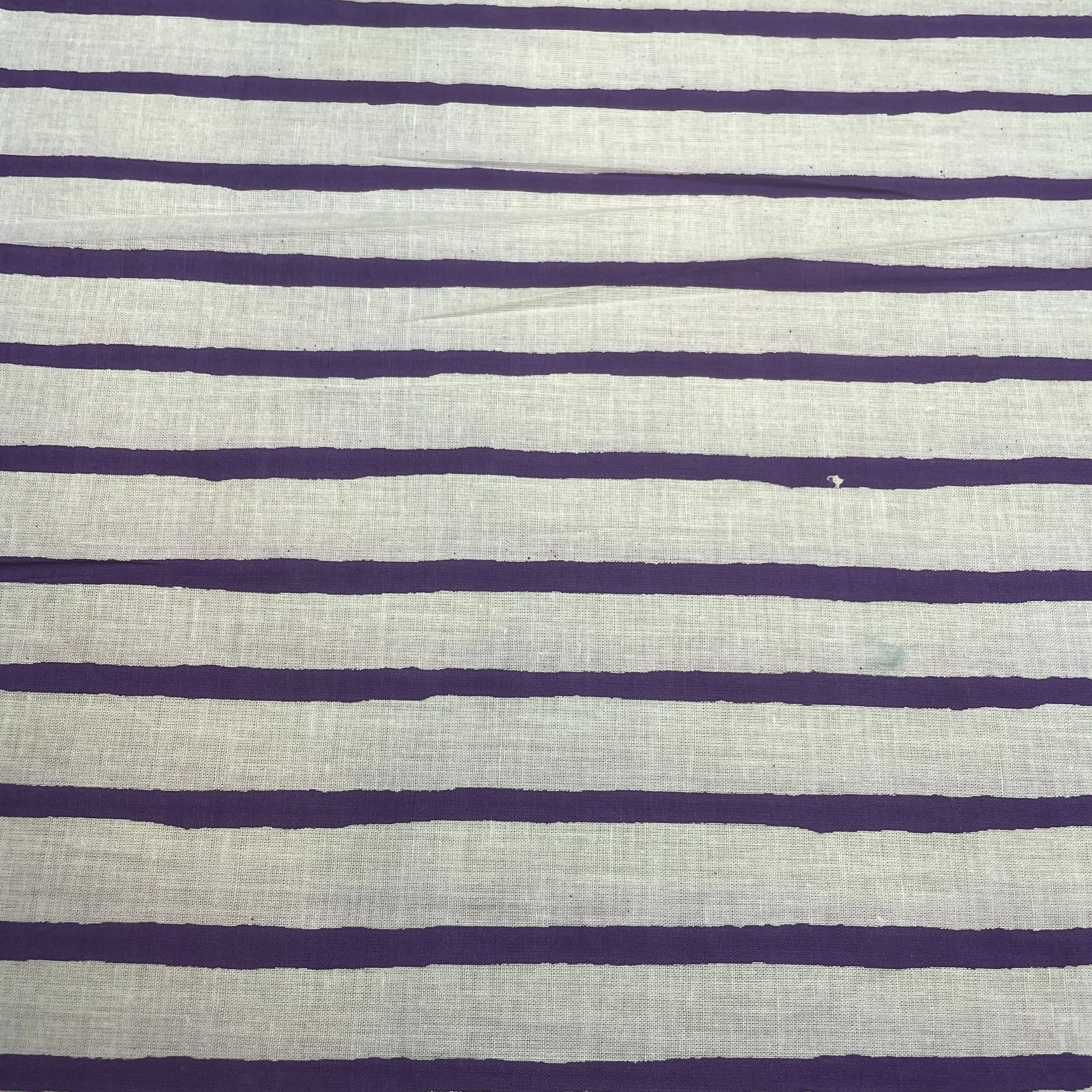White Purple Stripes Print Cotton Fabric