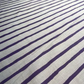 White Purple Stripes Print Cotton Fabric