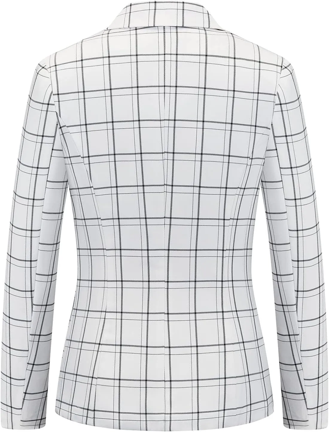 Womens 2 Piece Plaid Suits Set Business Office One Button Blazer Jacket Casual Long Sleeve Pant Suit Set