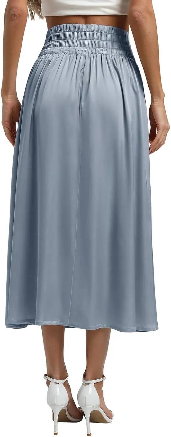 Women's Flowy A Line Skirts,Work Skirts for Women,Maxi Skirts for Women with Pockets