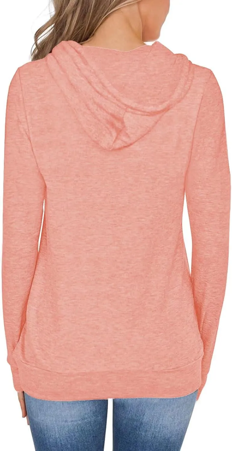 Women's Long Sleeve Hoodies Tops Lightweight Hooded Sweatshirts Pullover Casual Tunic Shirts with Pocket