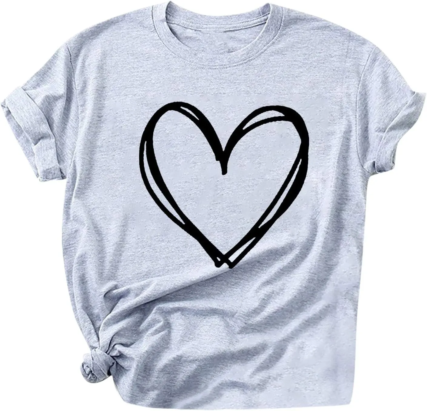 Women's Short Sleeve Tee Top Love Heart Shirt Funny Cute Graphic Tshirt Blouse 2023 Summer Spirng Tops Regular Fit