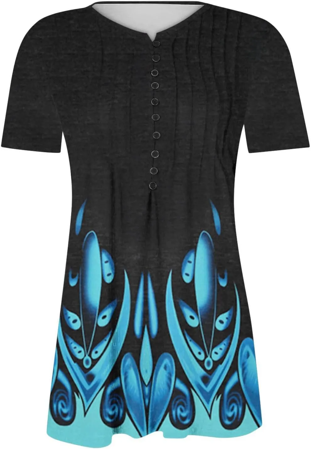 Womens Summer Tops 2025 Dressy Casual Short Sleeve Button V Neck T Shirts Trendy Cute Printed Tees Tunic Blouses